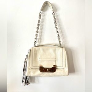 DVF Diane‎ Von Furstenburg white ivory leather chain strap purse